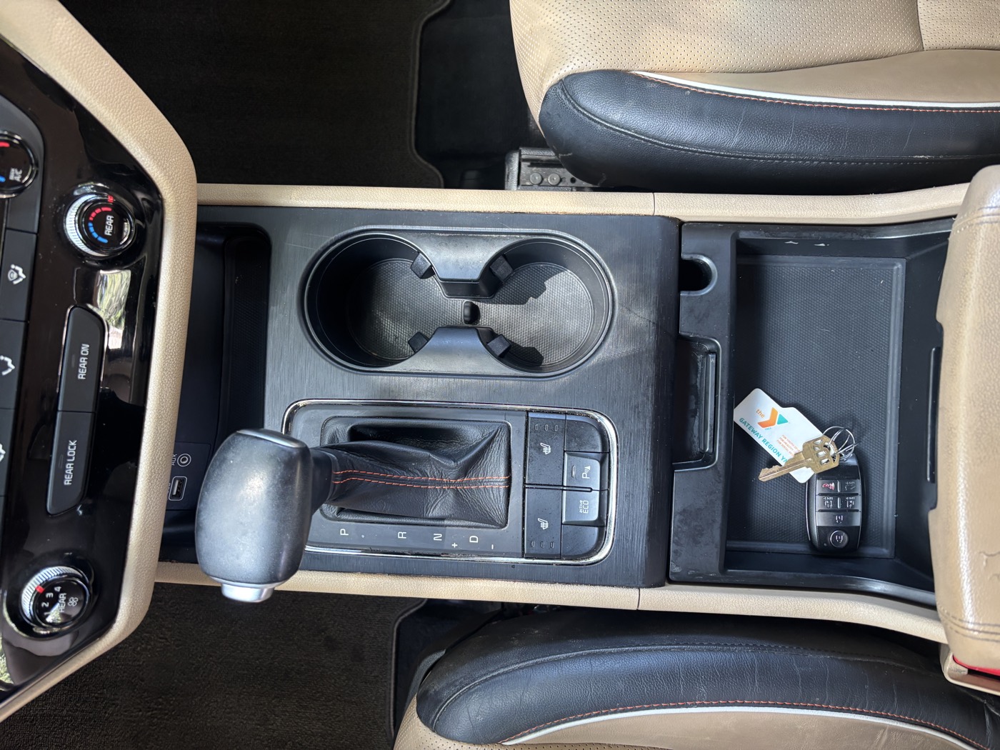 Front center console spotless after an interior detail